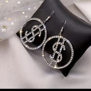 925 DOLLAR Sign Rhinestone Earrings (NWT)